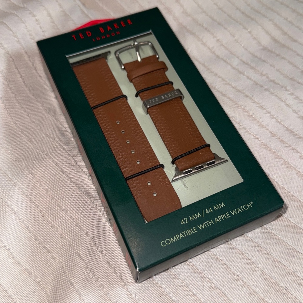 Ted Baker Brown Leather Watch Strap with Silver Hardware